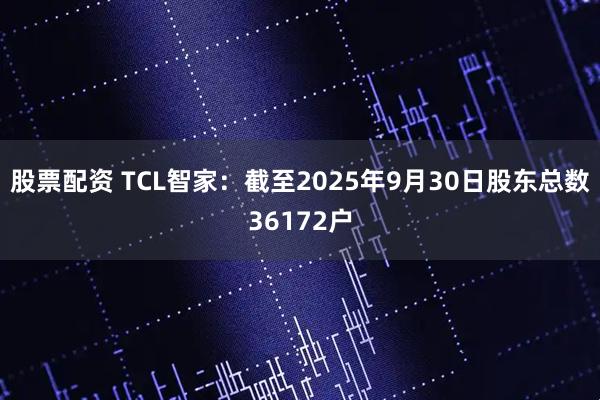 股票配资 TCL智家：截至2025年9月30日股东总数36172户
